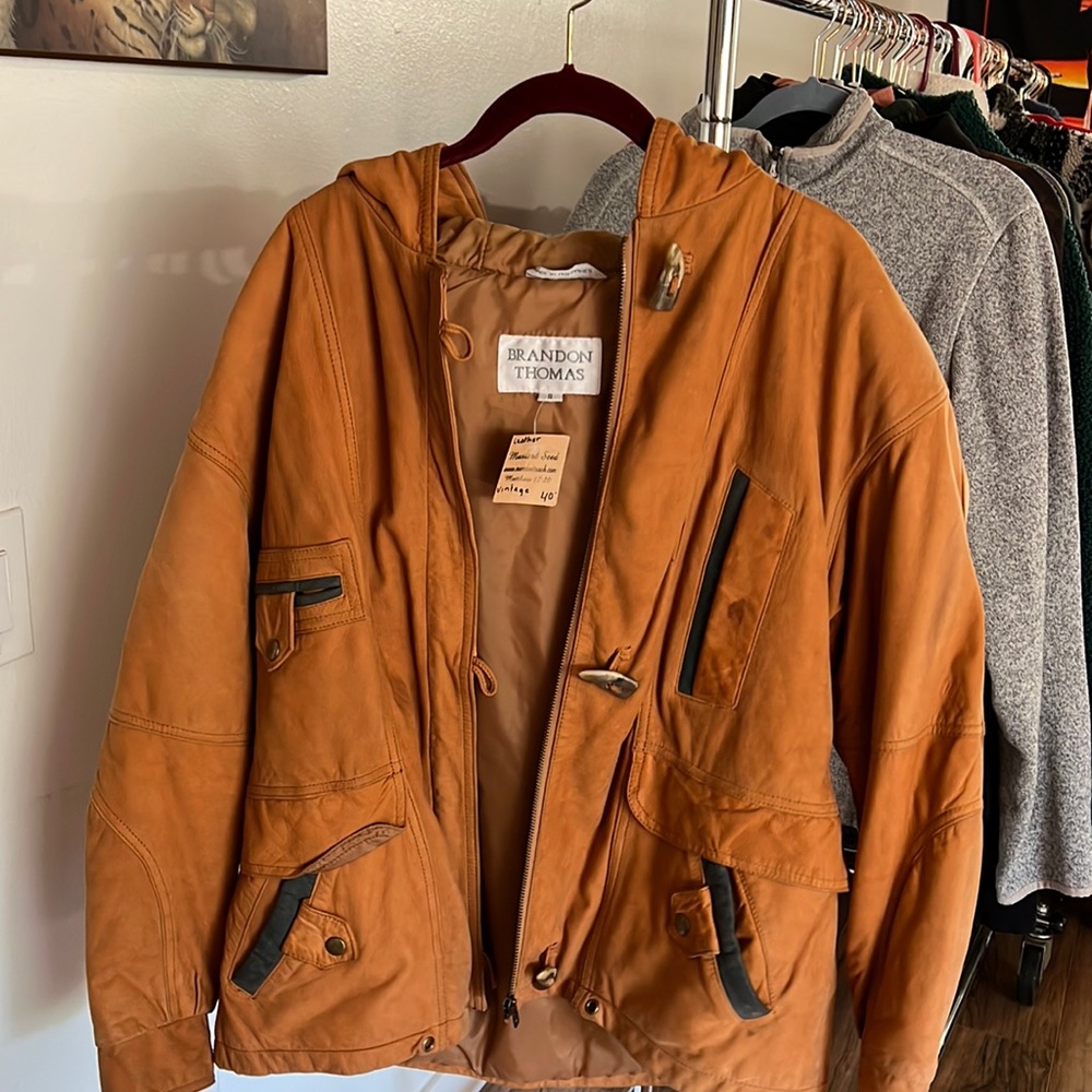 Brandon Thomas vintage suede leather jacket size small fits medium
